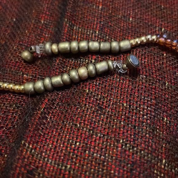 Mushroom & Gold Hearts Choker W Multifaceted Crystals & Glass & Goldtone Beads - Picture 5 of 7